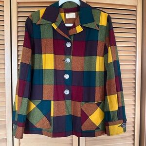 Vintage 70s Pendleton Plaid Wool Made in USA Virgin Wool Dark Academia Cabincore